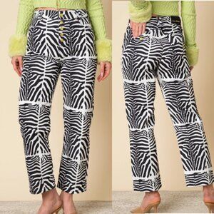 House Of Sunny Zebra Reef Jessie Jeans Size 6 Cropped Button Fly